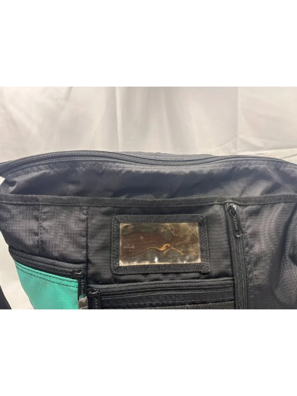 L.L.Bean Teal Black Nylon Messenger Bag Crossbody Travel Organizer